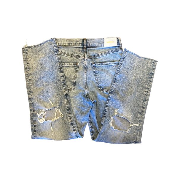 Express Light Wash High Rise Distressed Raw Hem Jeans 6R - Picture 3 of 7